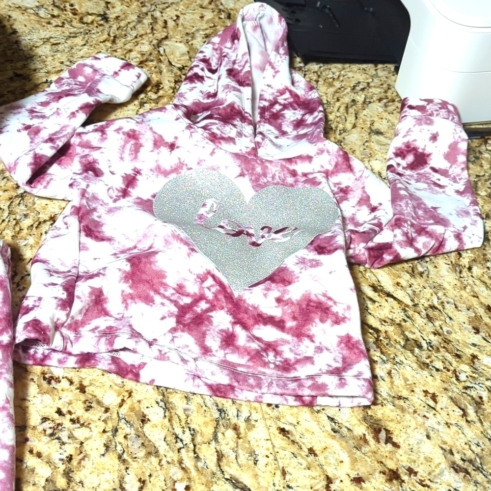 Girls sweats set tye dye pink